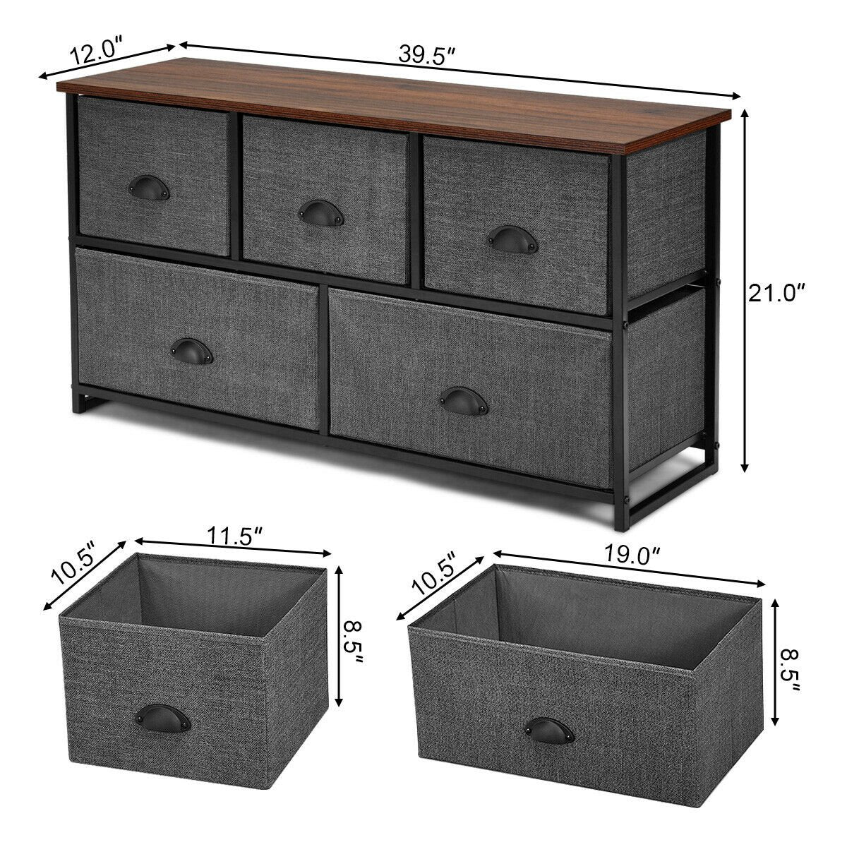 Wood Dresser Storage Unit Side Table Display Organizer, Gray Dressers & Chests   at Gallery Canada