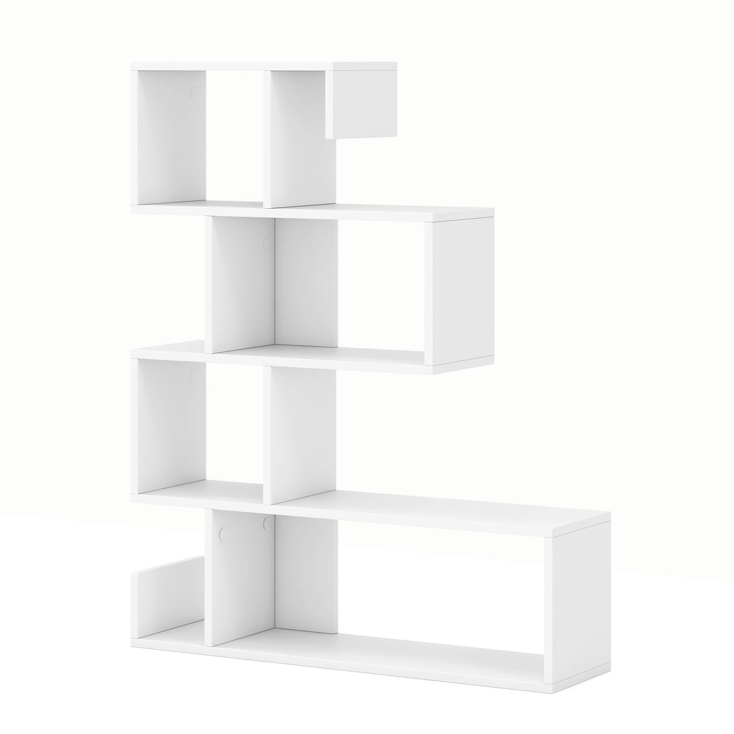 5-Tier S-Shaped Bookshelf Geometric Z-Shelf Bookcase with Open Cubes, White Bookcases   at Gallery Canada