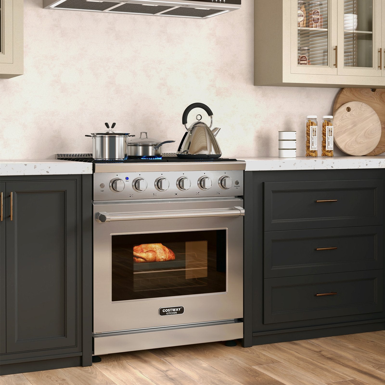 30 Inches 120V Natural Gas Range with 5 Burners Cooktop, Silver Toaster Ovens   at Gallery Canada