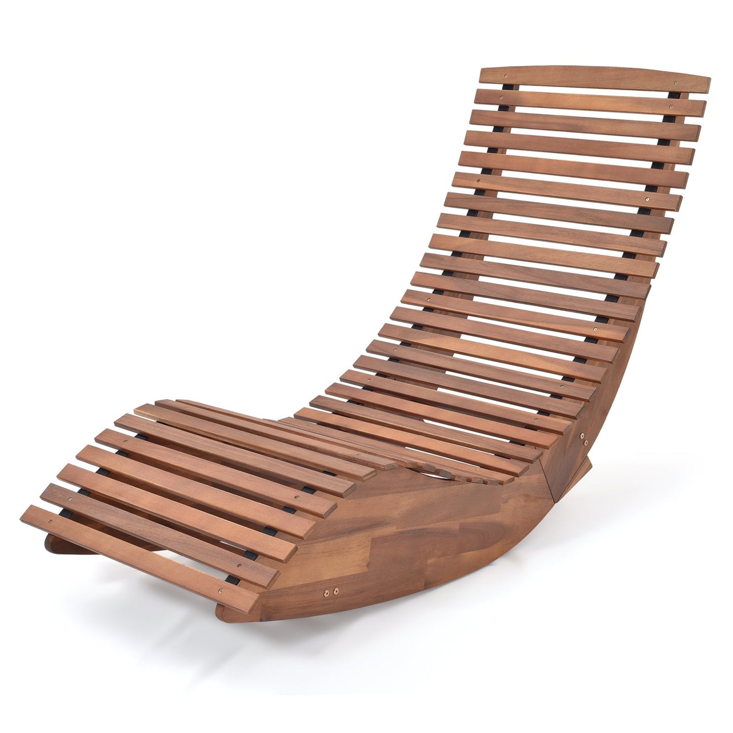 Outdoor Acacia Wood Rocking Chair with Widened Slatted Seat and High Back, Natural Patio Rocking Chairs & Gliders   at Gallery Canada