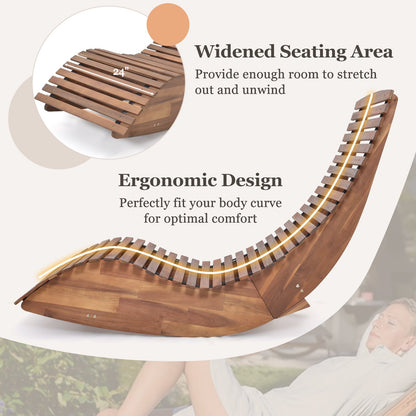 Outdoor Acacia Wood Rocking Chair with Widened Slatted Seat and High Back, Natural Patio Rocking Chairs & Gliders   at Gallery Canada