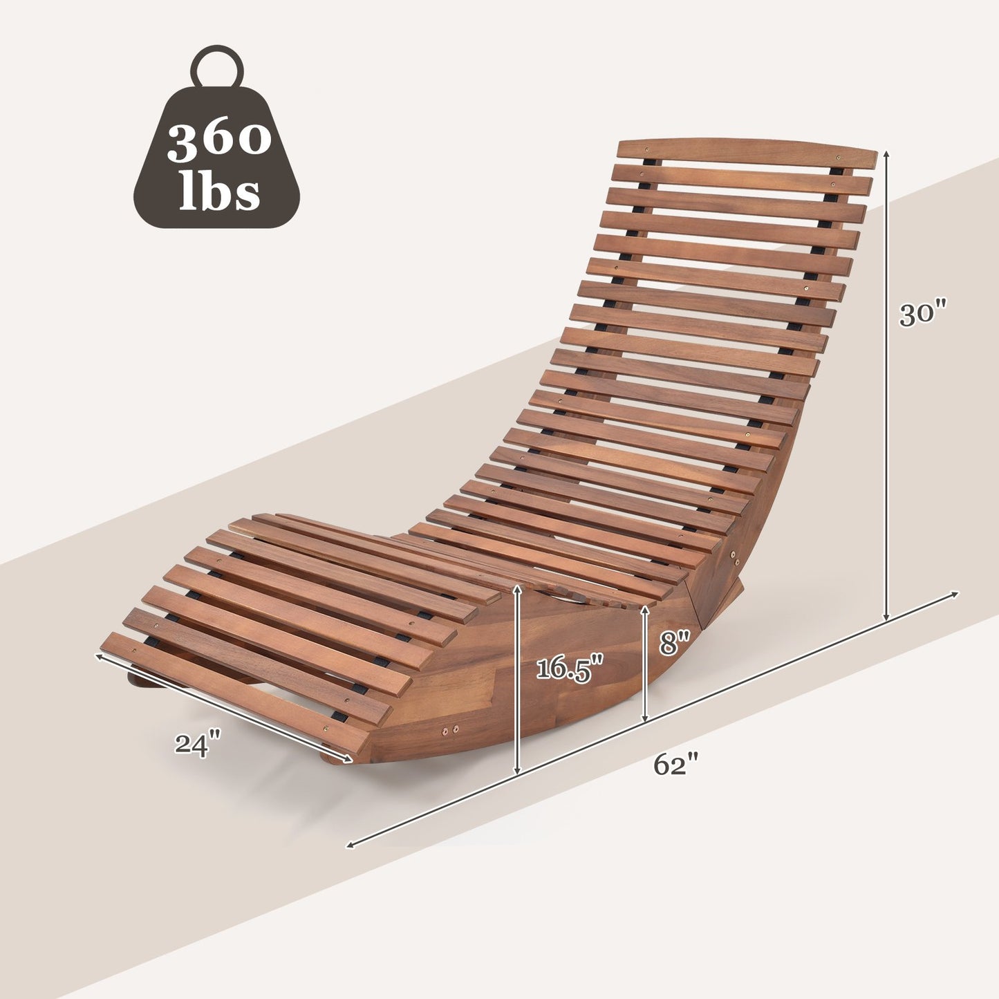 Outdoor Acacia Wood Rocking Chair with Widened Slatted Seat and High Back, Natural Patio Rocking Chairs & Gliders   at Gallery Canada