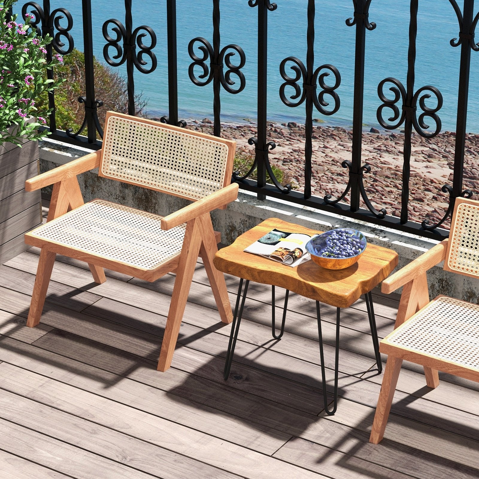 Rectangular Reclaimed Recycled Teak Wood End Table, Brown End & Side Tables   at Gallery Canada