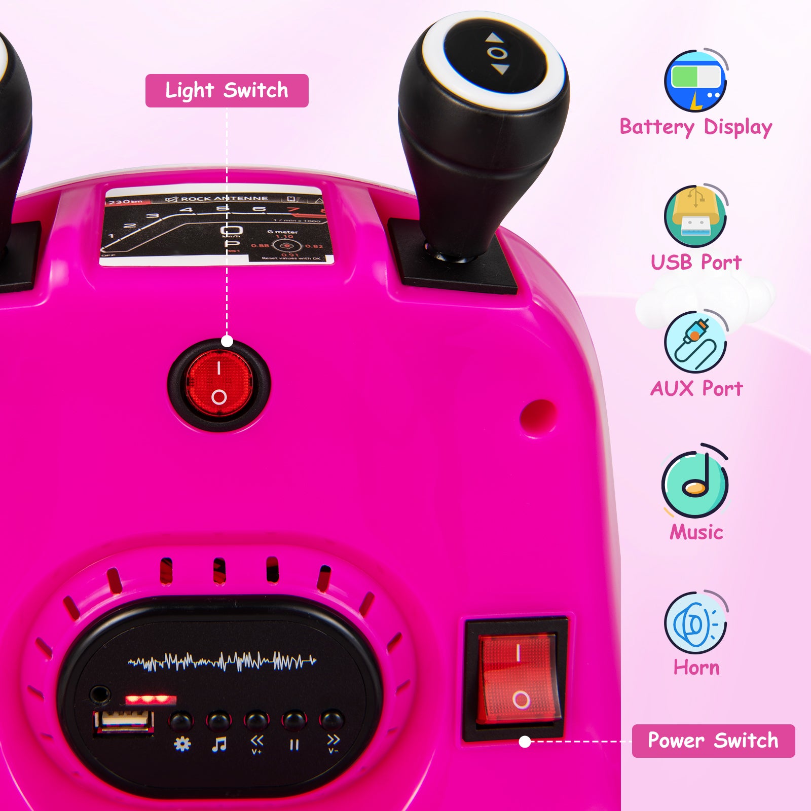 12V Kids Ride On Bumper Car with Remote Control Lights and Music, Pink Powered Ride On Toys at Gallery Canada