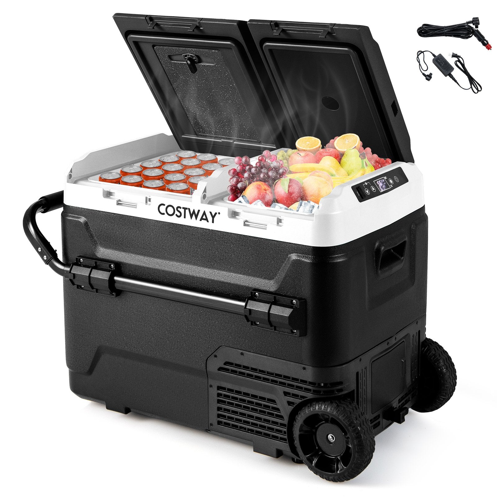 Dual Zone 12V Car Refrigerator for Vehicles Camping Travel Truck RV Boat Outdoor and Home Use, Black Coolers   at Gallery Canada