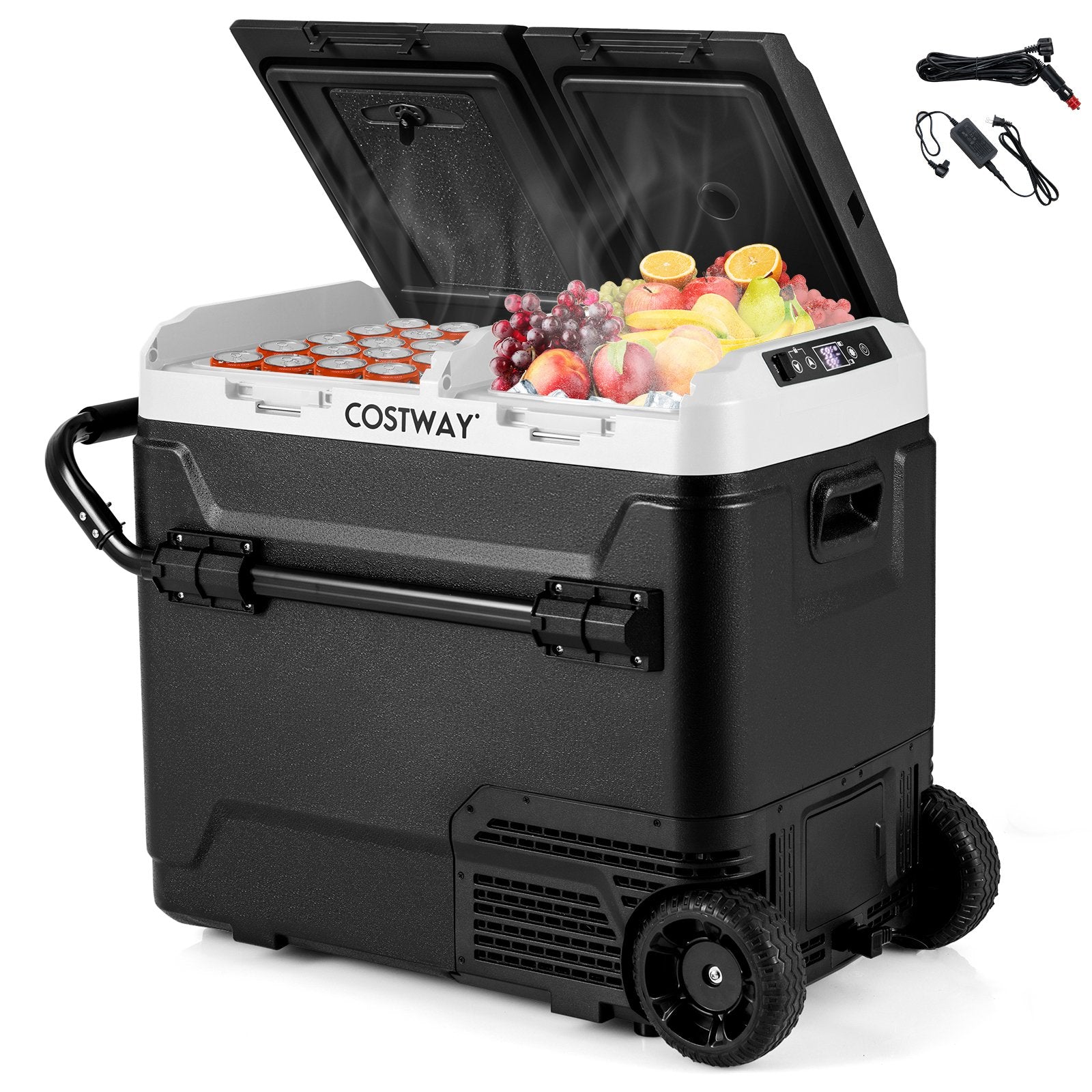 64QT Portable Compressor Fridge Freezer for Vehicles Camping Travel Truck RV Boat, Black Coolers   at Gallery Canada