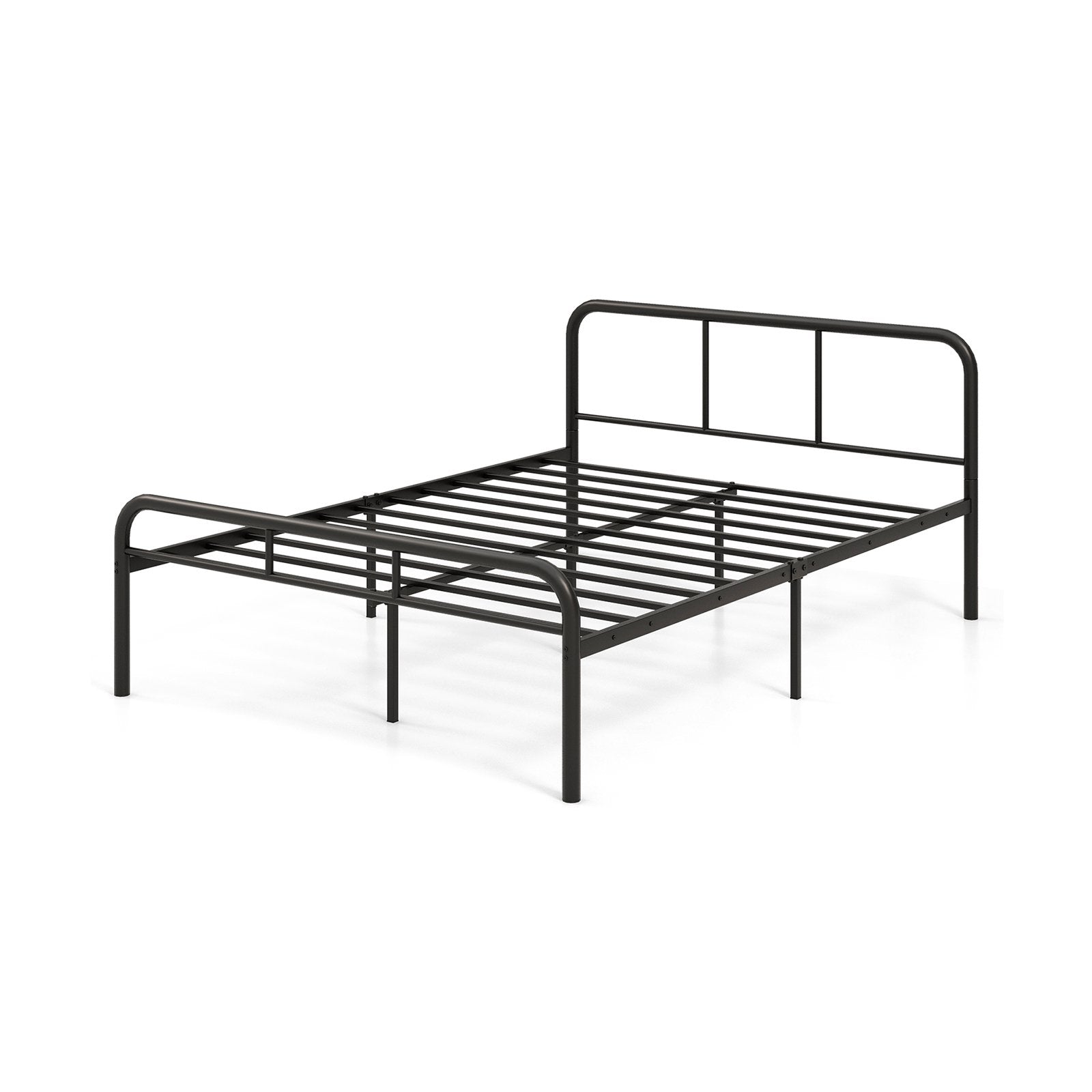 Full Bed Frame with Headboard and Footboard No Box Spring Needed, Black Simple Bed Frame   at Gallery Canada