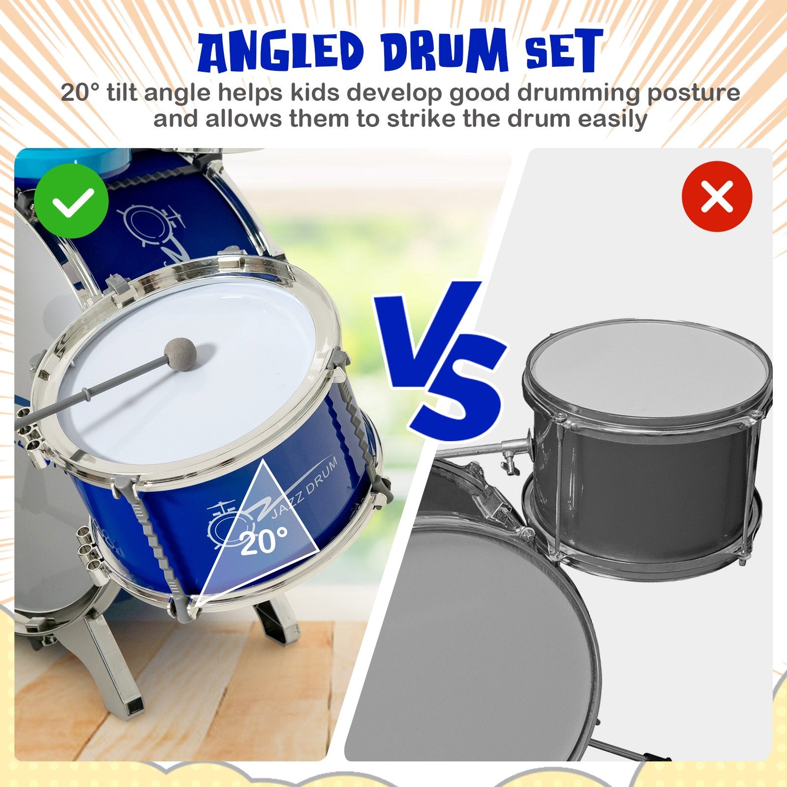 Kids Jazz Drum Keyboard Set with Stool and Microphone Stand, Blue Drums & Percussion   at Gallery Canada