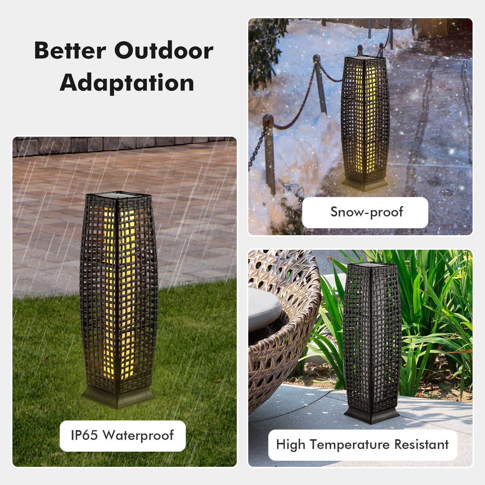 2 Pieces Solar-Powered Square Wicker Floor Lamps with Auto LED Light, Black Table & Floor Lamps at Gallery Canada
