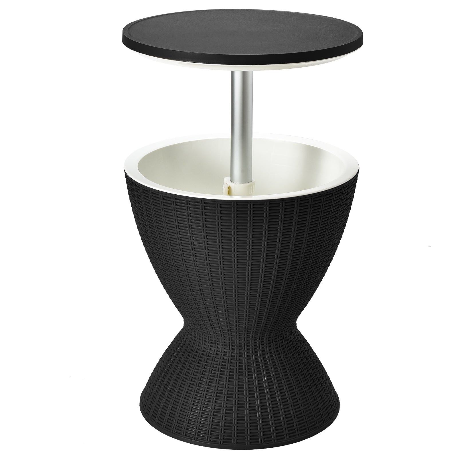3 in 1 8 Gallon Patio Rattan Cooler Bar Table with Adjust Ice Bucket, Black Patio Bar Furniture at Gallery Canada