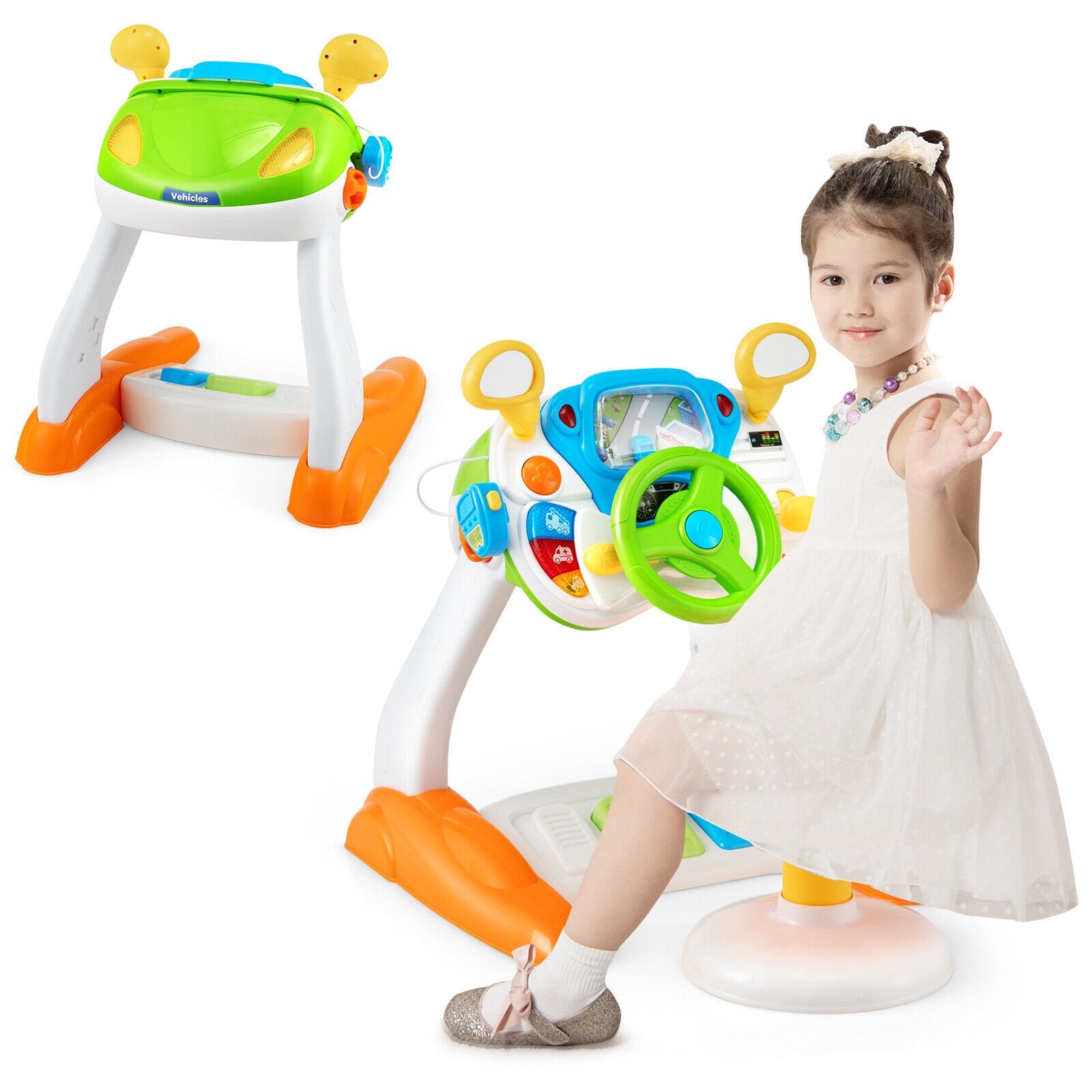 Kids Steering Wheel Pretend Play Toy Set with Lights and Sounds, Multicolor Pretend Toys   at Gallery Canada