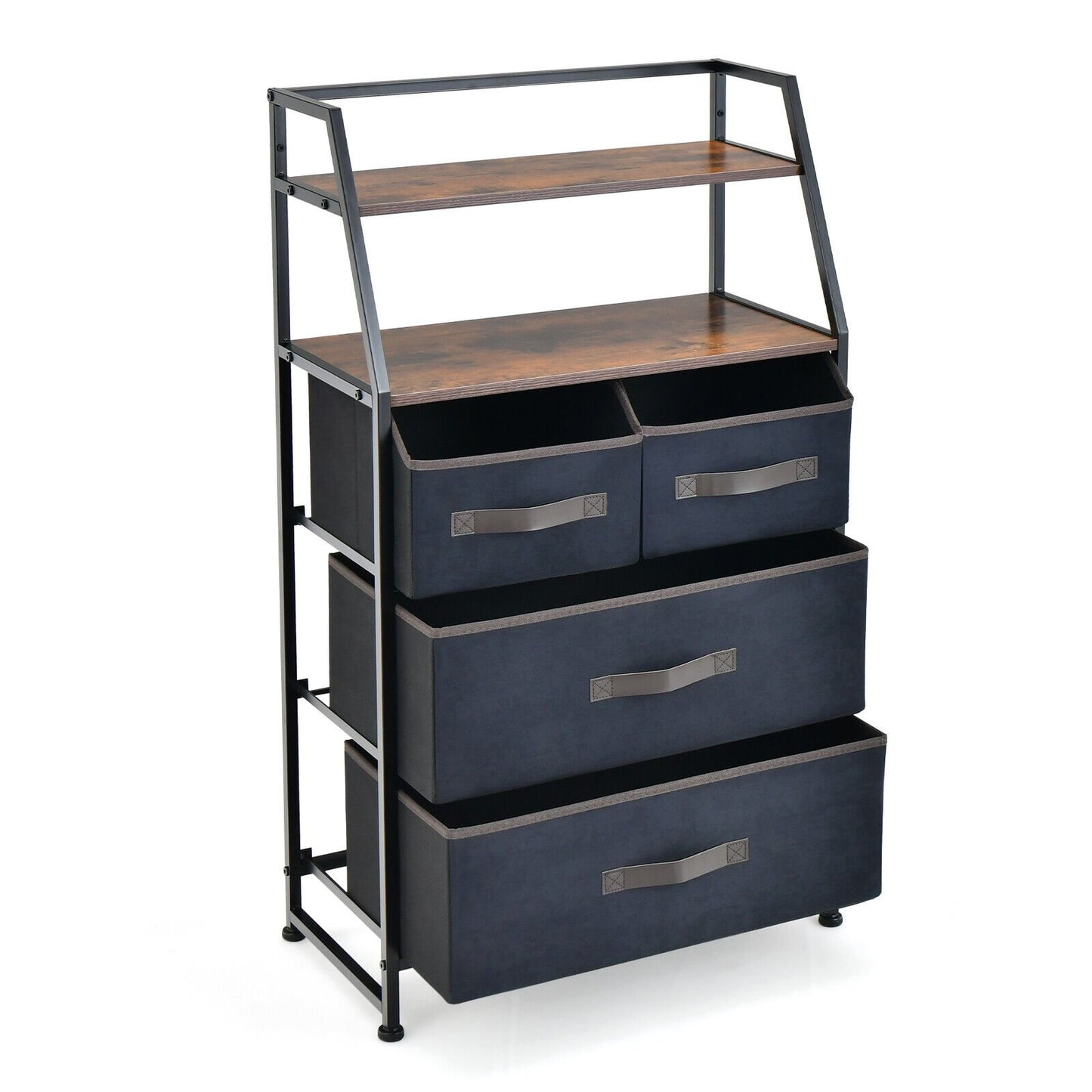 4-Drawer Free Standing Storage Dresser with 2 Open Shelves, Rustic Brown Dressers & Chests   at Gallery Canada