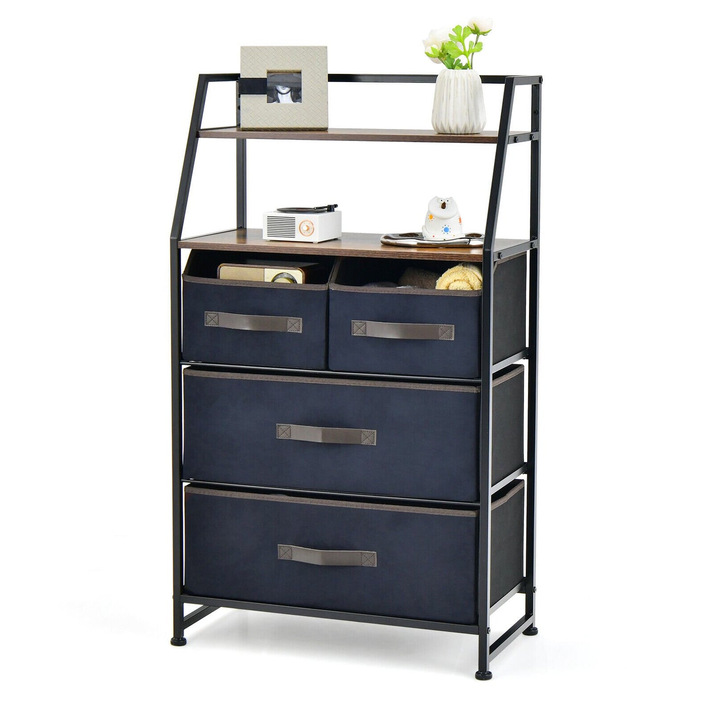 4-Drawer Free Standing Storage Dresser with 2 Open Shelves, Rustic Brown Dressers & Chests   at Gallery Canada