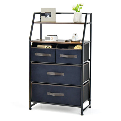 4-Drawer Free Standing Storage Dresser with 2 Open Shelves, Rustic Brown - Gallery Canada