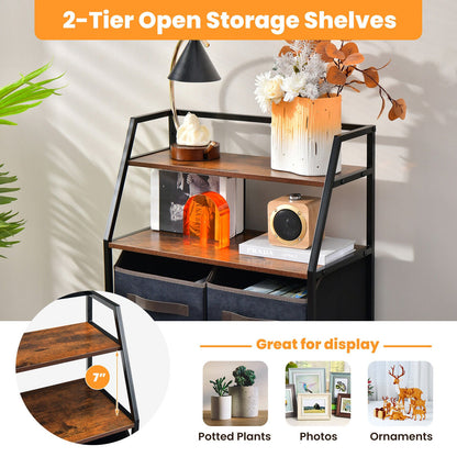 4-Drawer Free Standing Storage Dresser with 2 Open Shelves, Rustic Brown - Gallery Canada