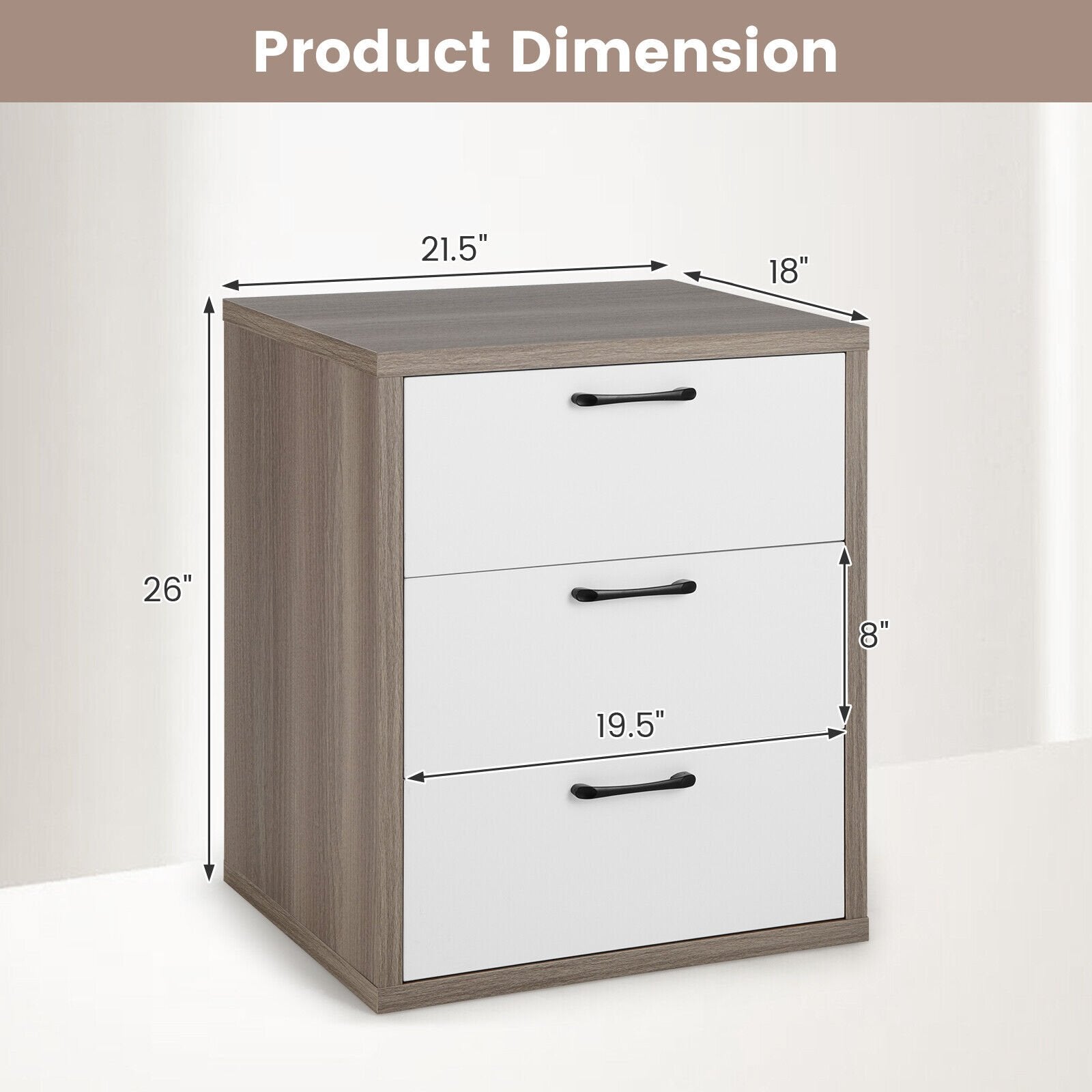 3 Slide-out Drawers Modern Dresser with Wide Storage Space, Gray & White Dressers & Chests   at Gallery Canada