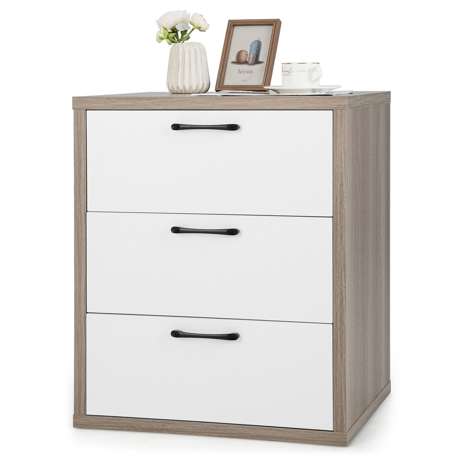 3 Slide-out Drawers Modern Dresser with Wide Storage Space, Gray & White Dressers & Chests   at Gallery Canada