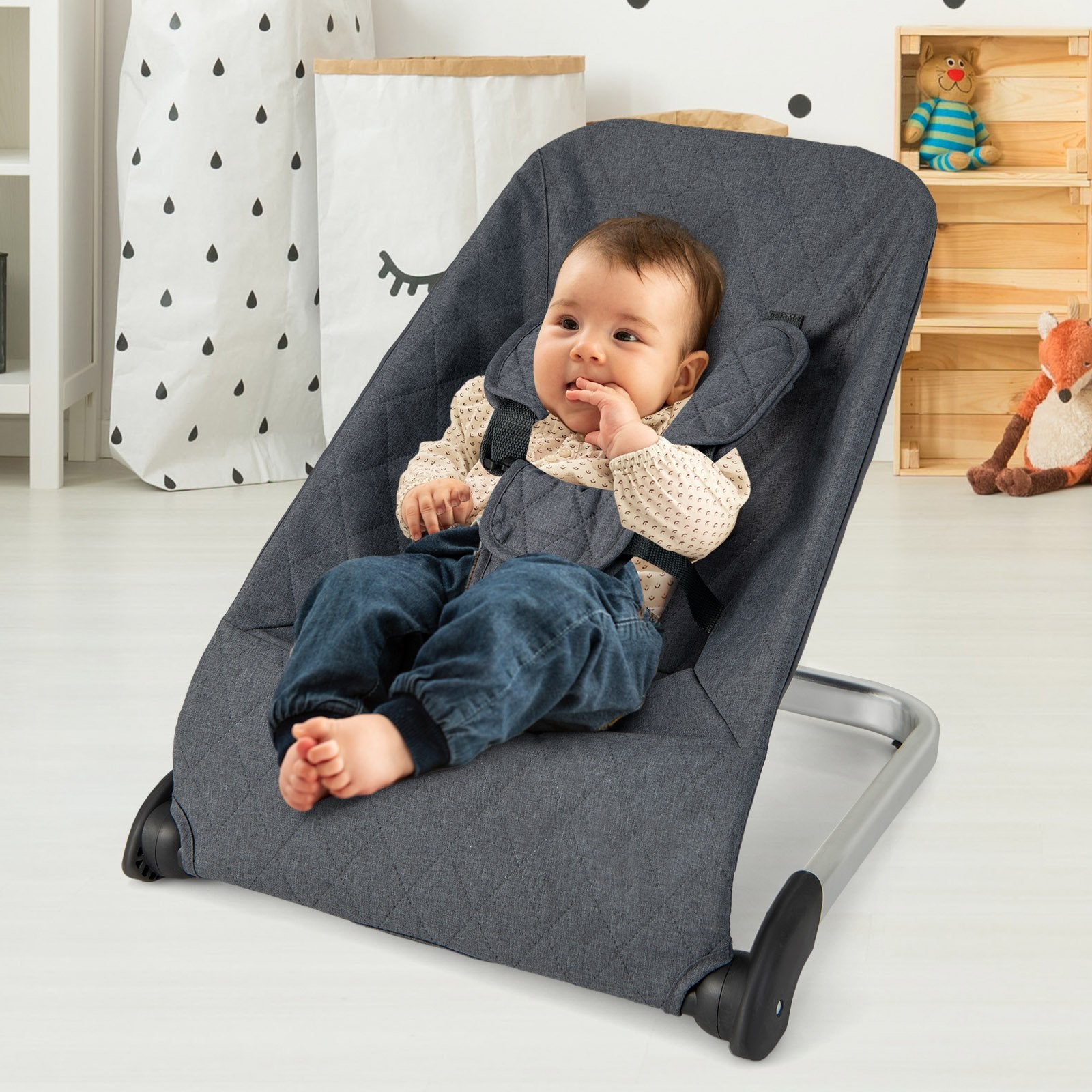 Baby Bouncer Seat with Aluminum and Metal Frame, Gray Baby Bouncer & Rocker   at Gallery Canada