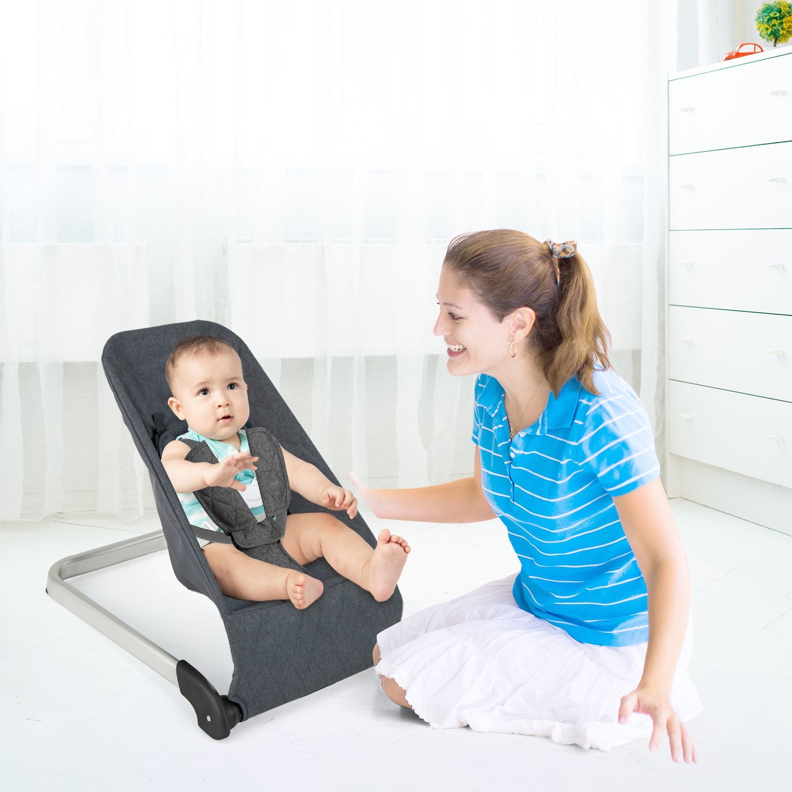 Baby Bouncer Seat with Aluminum and Metal Frame, Gray Baby Bouncer & Rocker   at Gallery Canada