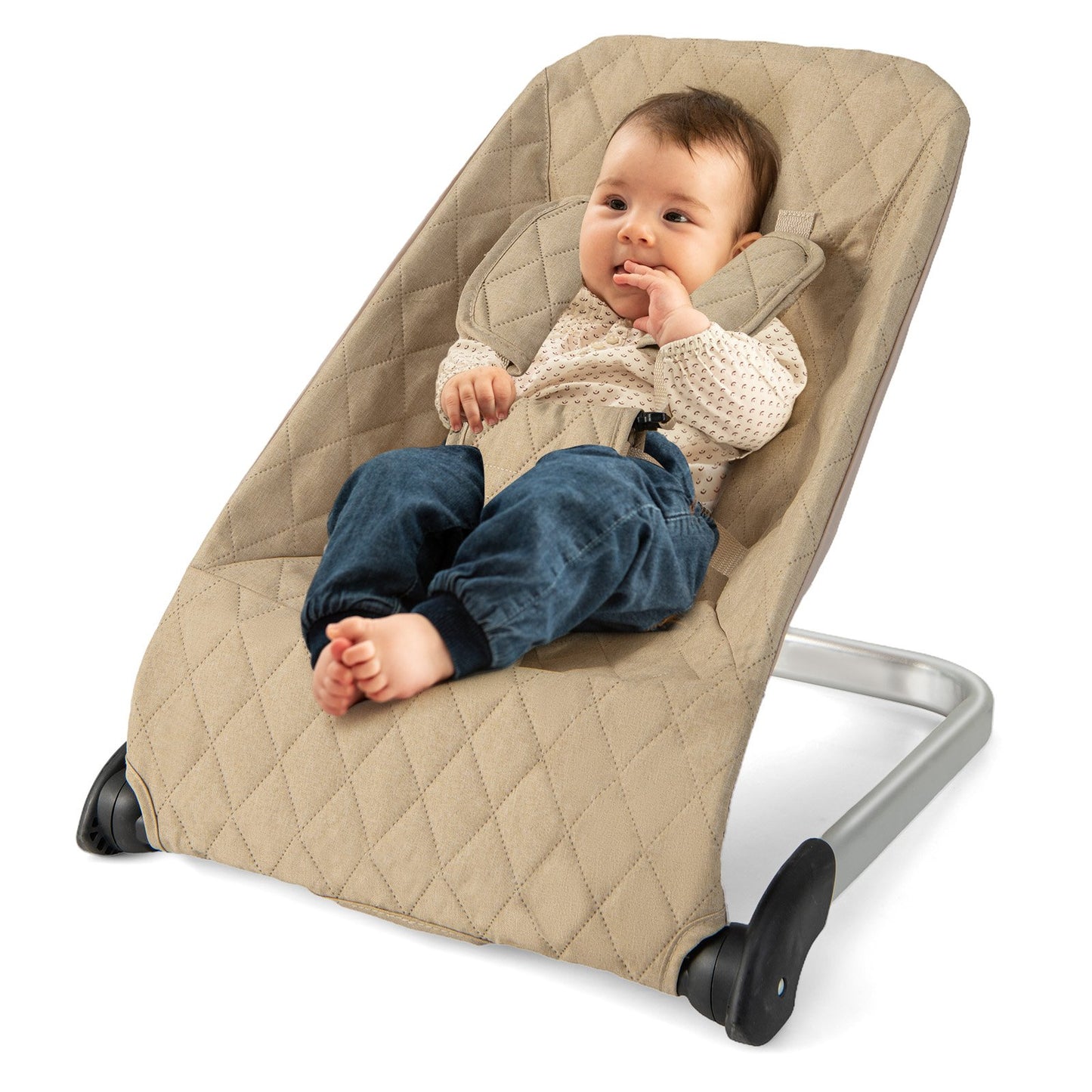 Baby Bouncer Seat with Aluminum and Metal Frame, Beige Baby Bouncer & Rocker   at Gallery Canada