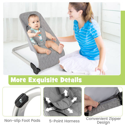 Baby Bouncer Seat with Aluminum and Metal Frame, Light Gray Baby Bouncer & Rocker   at Gallery Canada