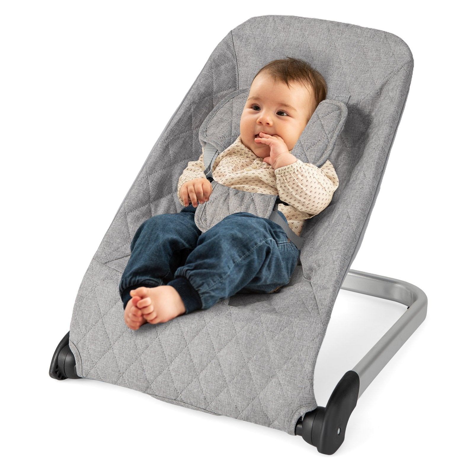 Baby Bouncer Seat with Aluminum and Metal Frame, Light Gray Baby Bouncer & Rocker   at Gallery Canada