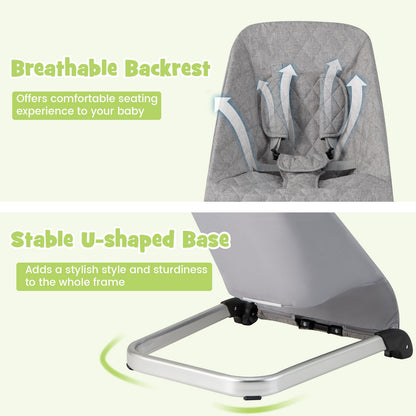 Baby Bouncer Seat with Aluminum and Metal Frame, Light Gray Baby Bouncer & Rocker   at Gallery Canada