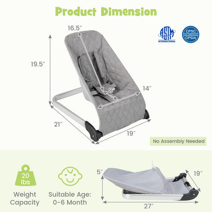 Baby Bouncer Seat with Aluminum and Metal Frame, Light Gray Baby Bouncer & Rocker   at Gallery Canada