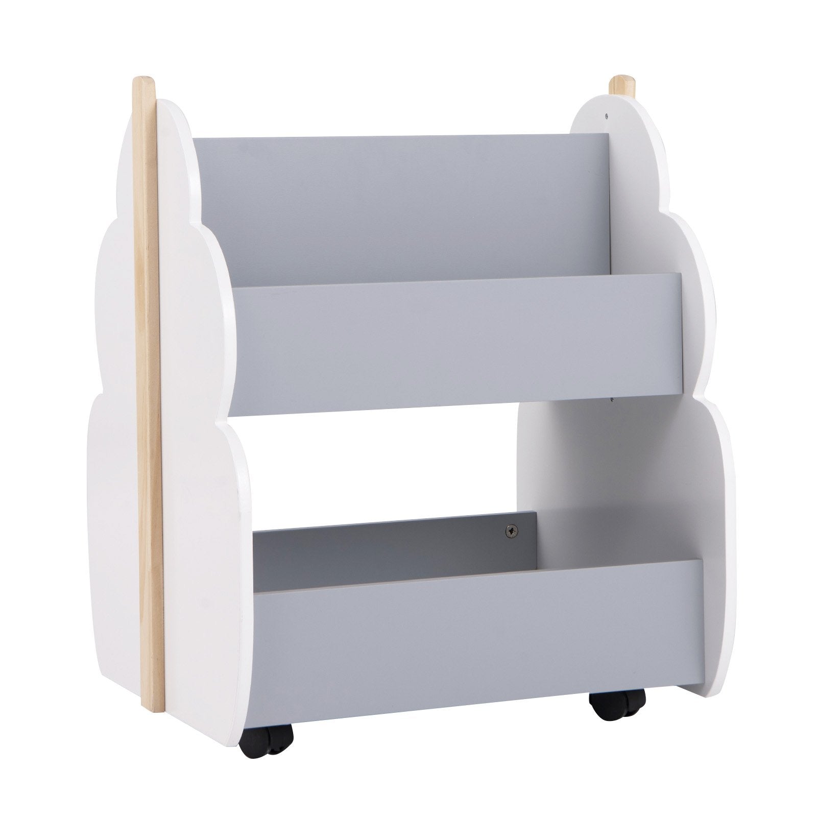 Kids Wooden Bookshelf with Universal Wheels, Gray Kids Storage   at Gallery Canada