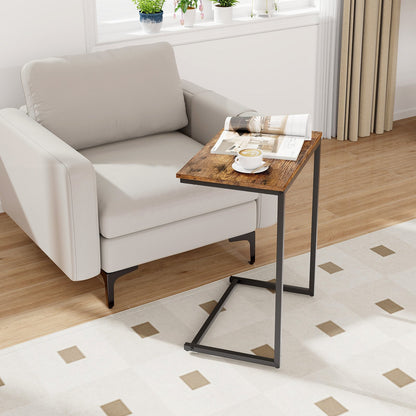 C-shaped Industrial End Table with Metal Frame, Rustic Brown End & Side Tables   at Gallery Canada