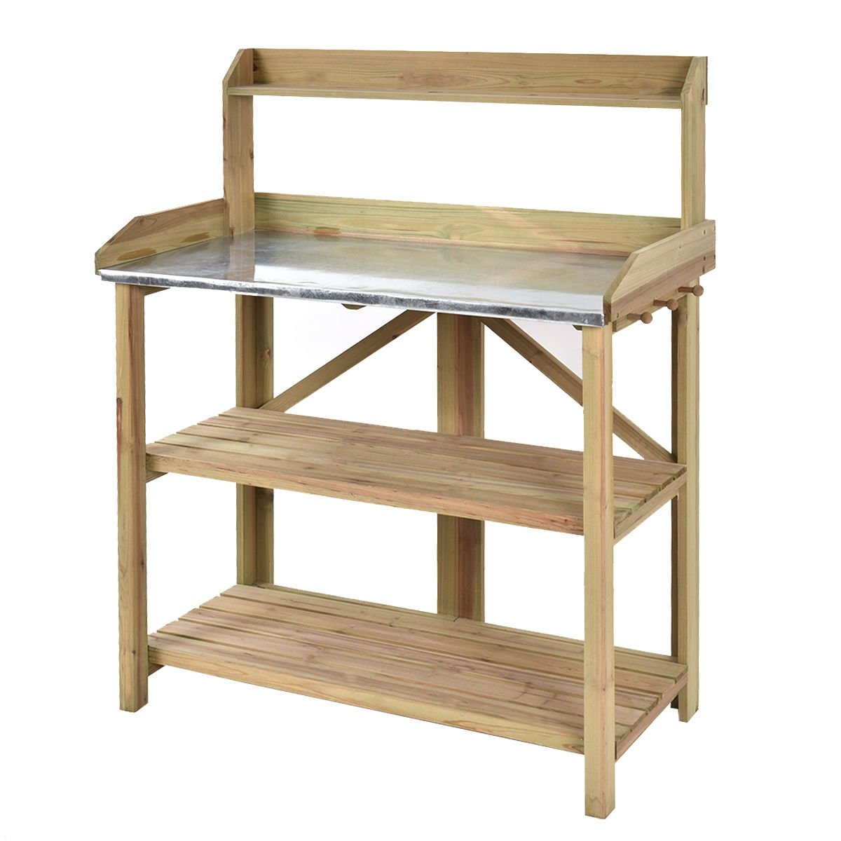 Garden Wooden Planting Bench Work Station, Gray - Gallery Canada