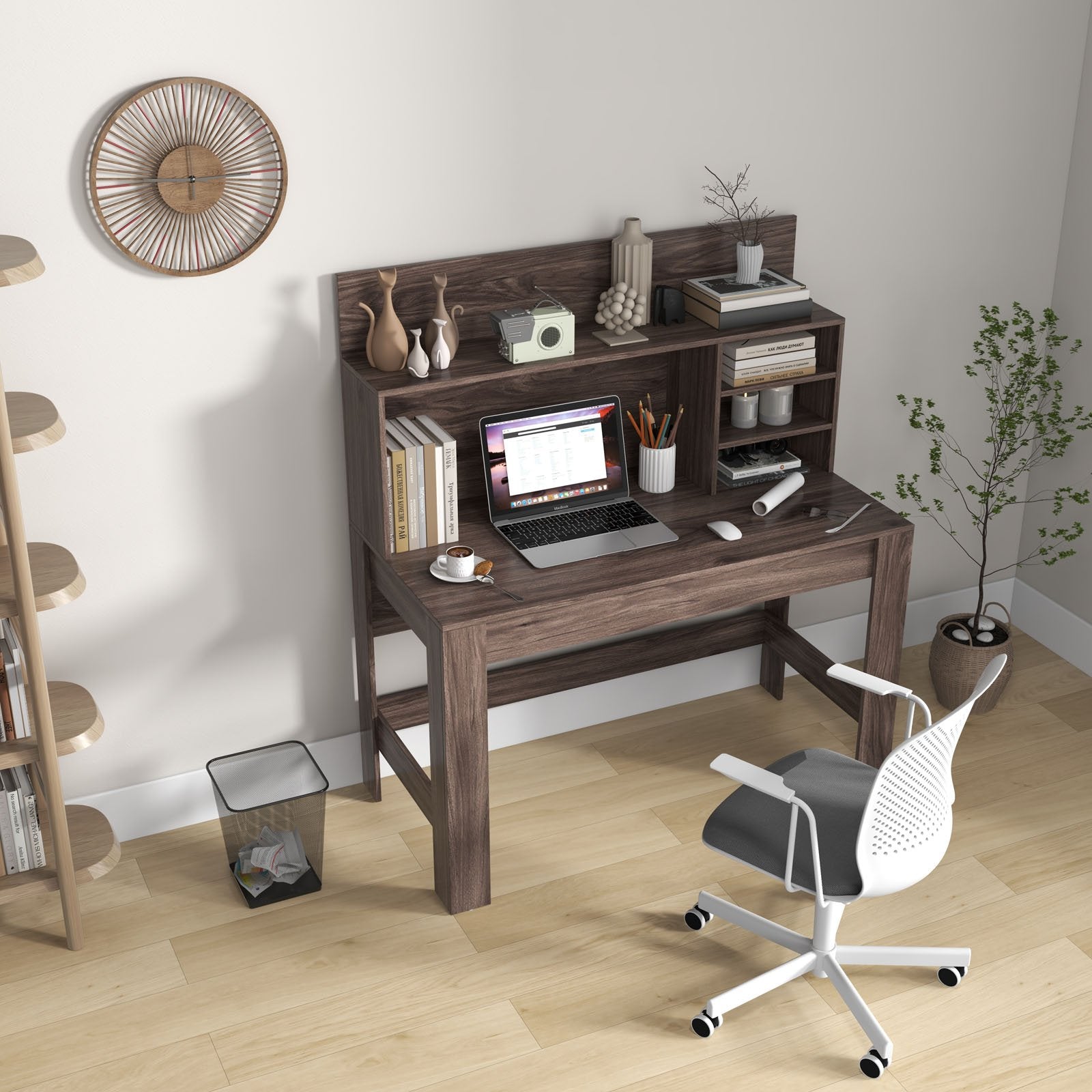 48 Inch Writing Computer Desk with Anti-Tipping Kits and Cable Management Hole, Rustic Brown Computer Desks   at Gallery Canada