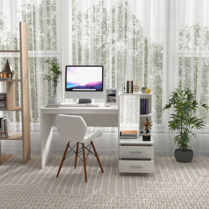 Computer Desk Home Office with Bookshelf and Drawers, White Computer Desks   at Gallery Canada