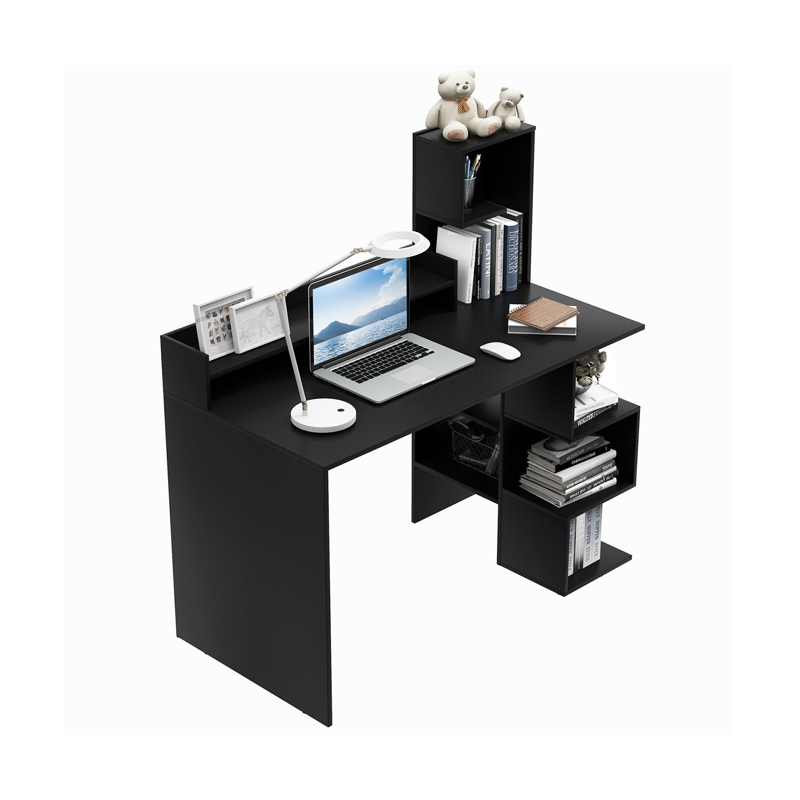 Modern Computer Desk with Storage Bookshelf and Hutch for Home Office, Black Computer Desks   at Gallery Canada