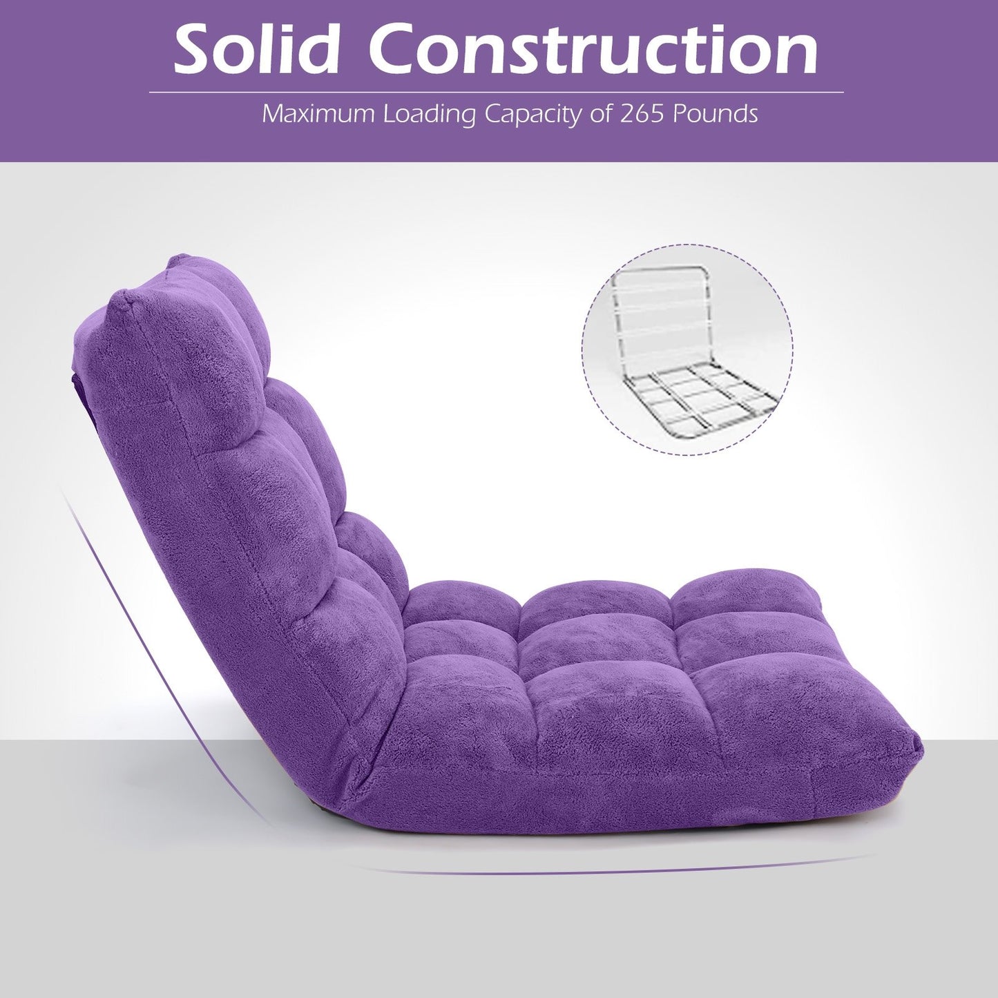 Adjustable 14-position Cushioned Floor Chair, Purple Floor Chairs   at Gallery Canada