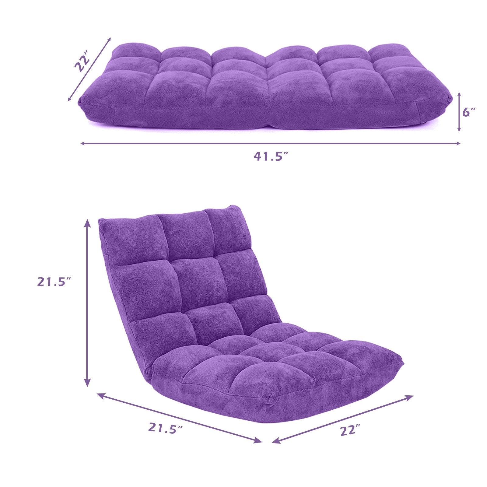 Adjustable 14-position Cushioned Floor Chair, Purple Floor Chairs   at Gallery Canada