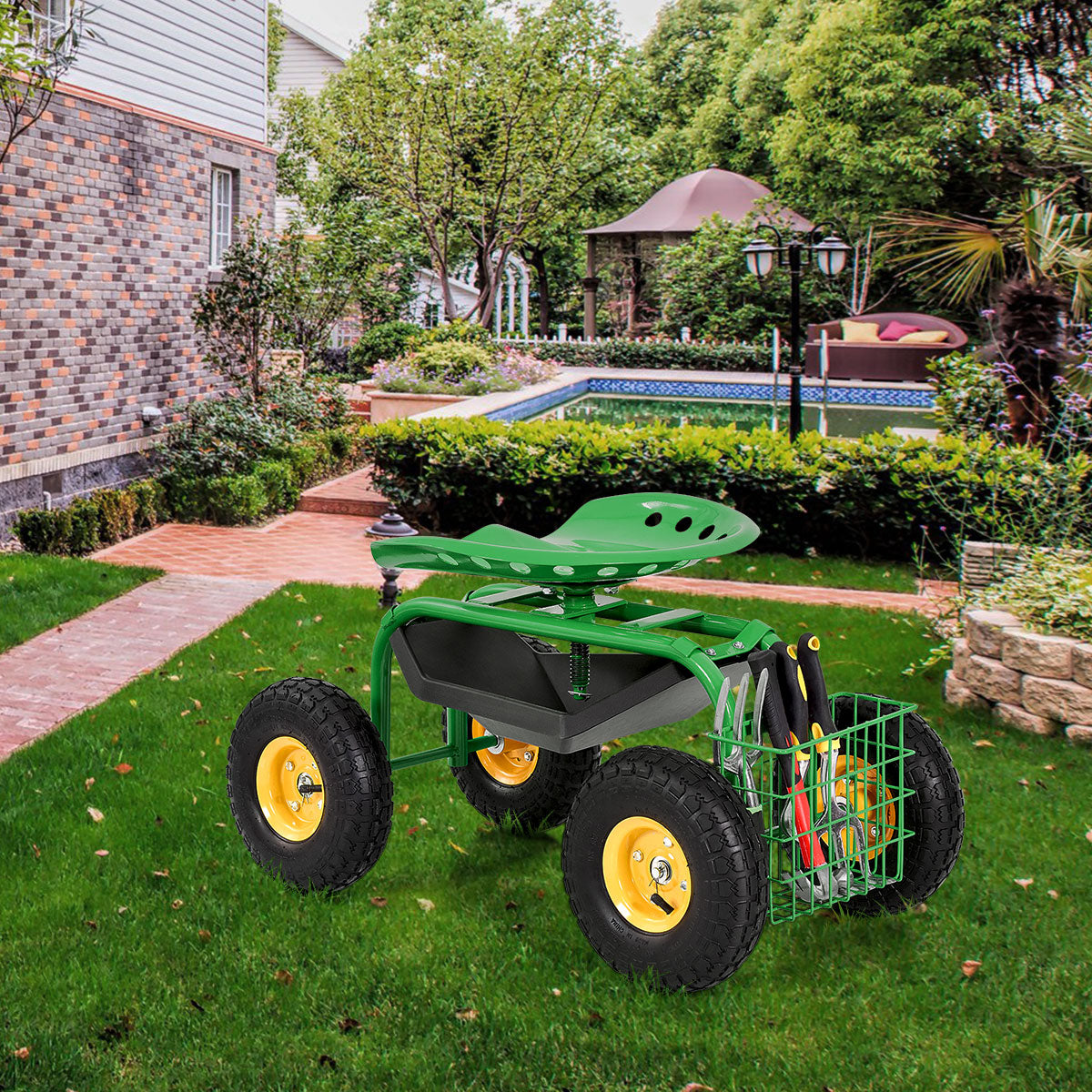 Red/Green Garden Cart Rolling Work Seat With Heavy Duty Tool Tray Gardening Planting, Green Garden Carts at Gallery Canada