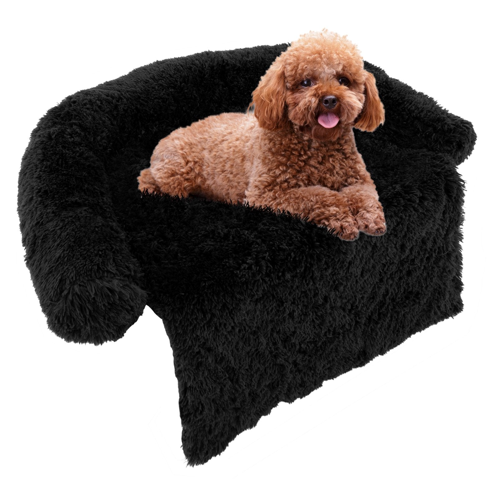 Plush Calming Dog Couch Bed with Anti-Slip Bottom-S, Black Dog Supplies   at Gallery Canada