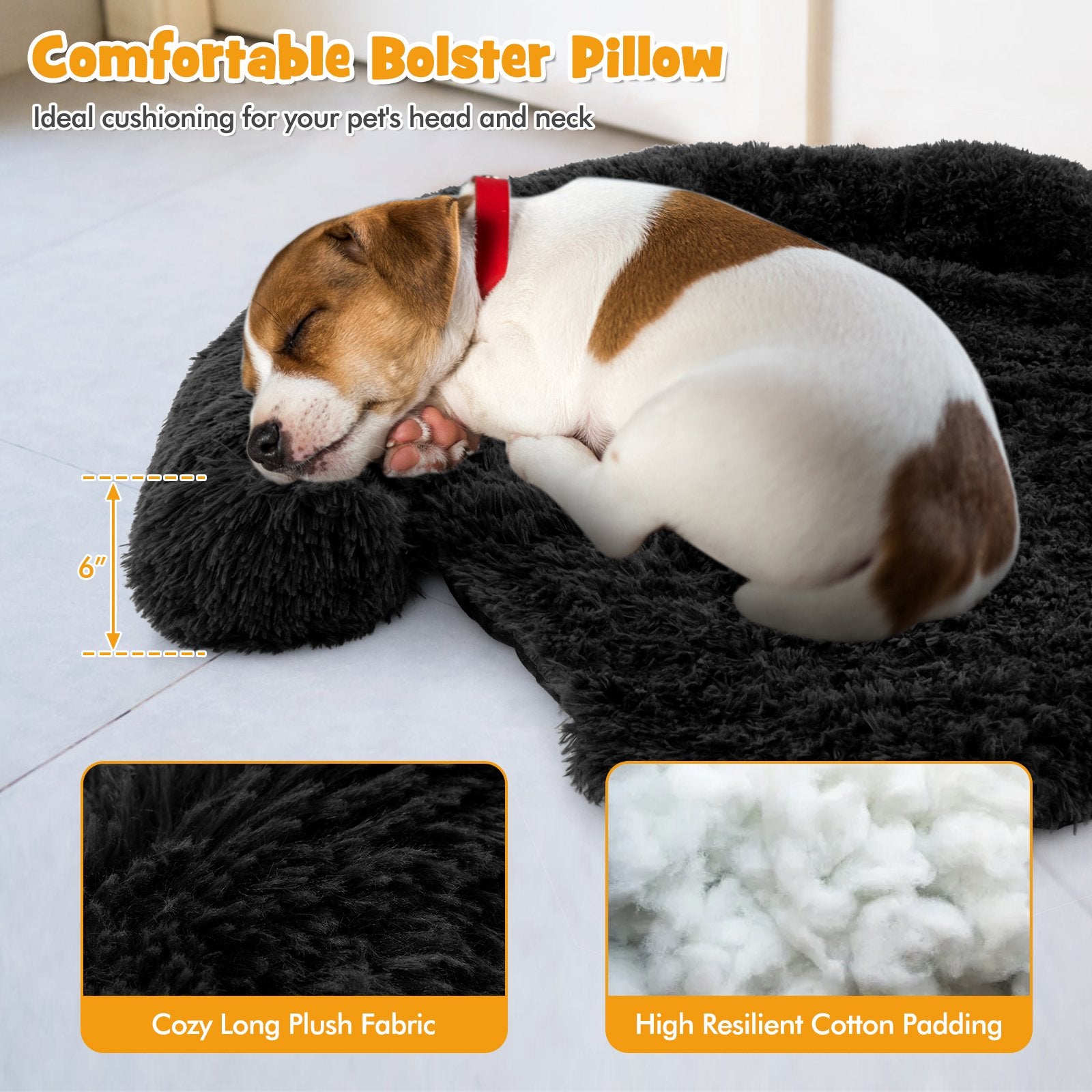 Plush Calming Dog Couch Bed with Anti-Slip Bottom-S, Black Dog Supplies   at Gallery Canada