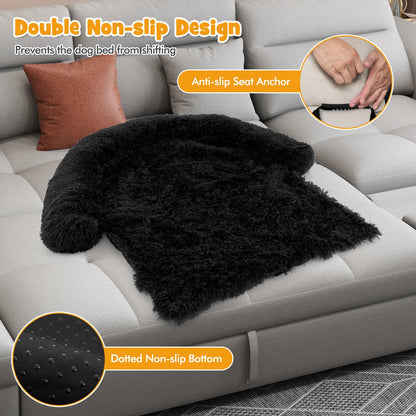 Plush Calming Dog Couch Bed with Anti-Slip Bottom-S, Black Dog Supplies   at Gallery Canada