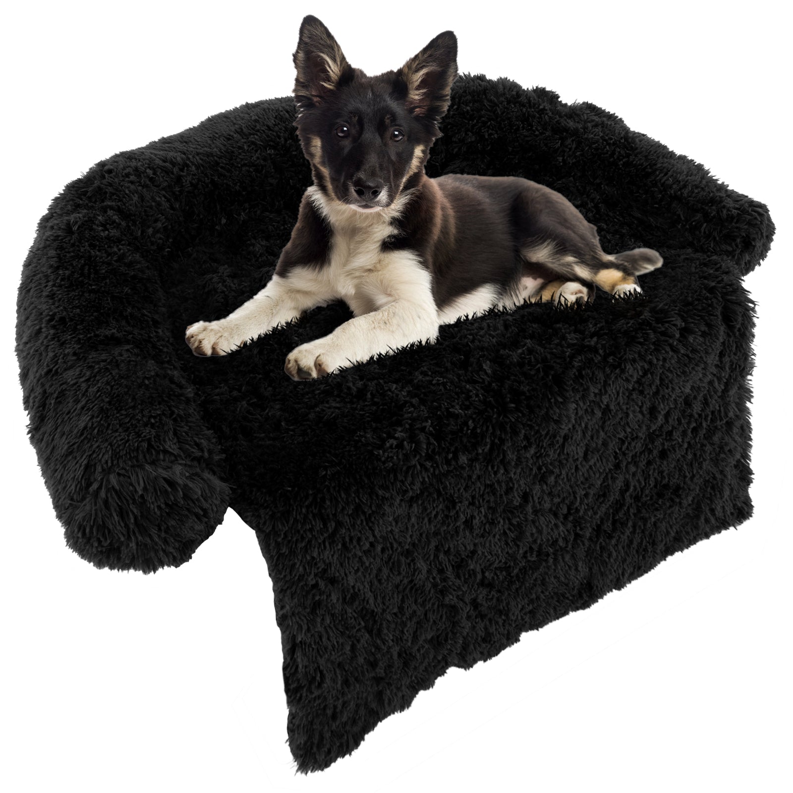 Plush Calming Dog Couch Bed with Anti-Slip Bottom-M, Black Dog Supplies at Gallery Canada