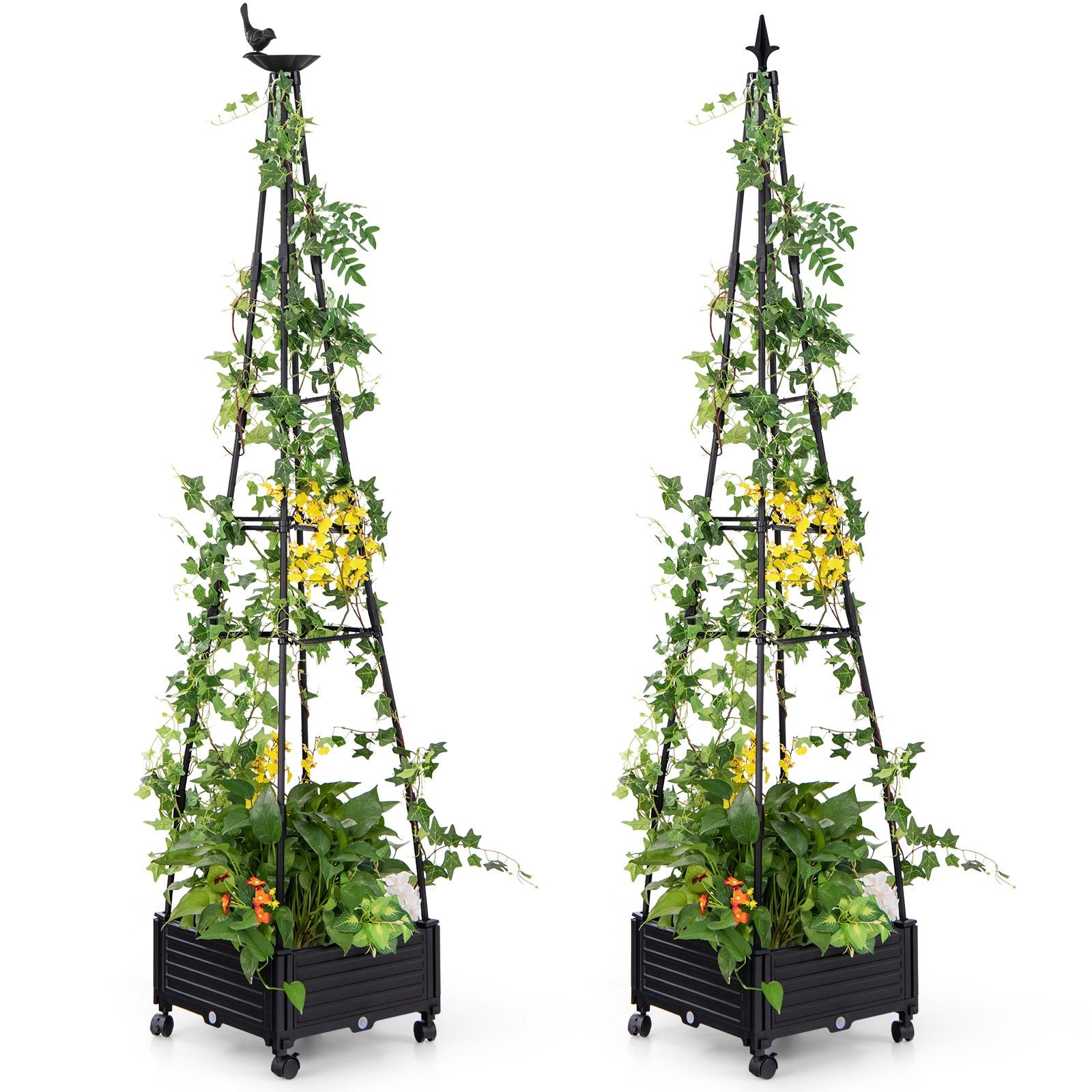 Garden Obelisk Trellis with Self-Drainage System for Climbing Plants, Black Raised Garden Beds   at Gallery Canada