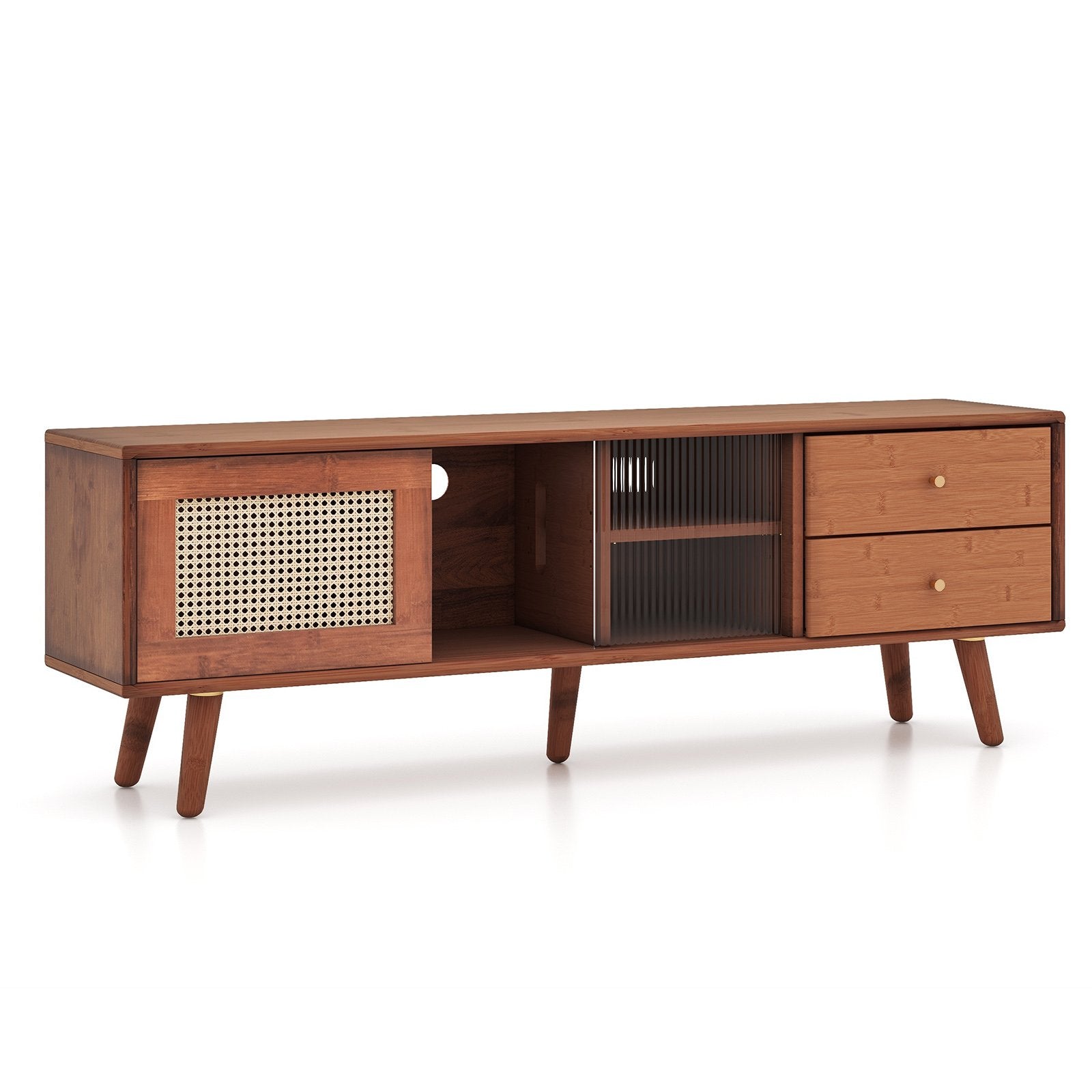 Bamboo TV Stand for TV up to 65 Inch, Brown End & Side Tables   at Gallery Canada