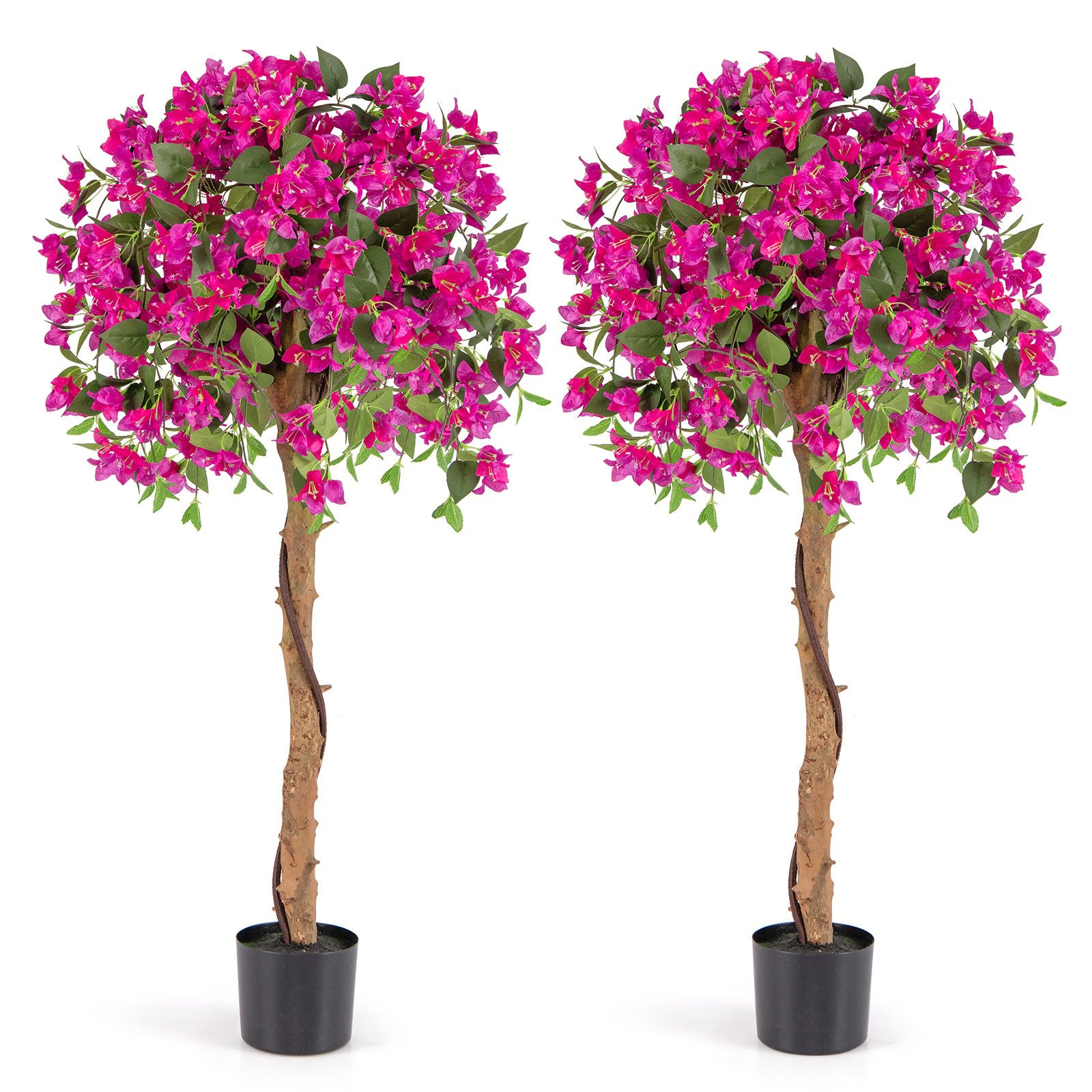 4.5 Feet Artificial Azalea Tree with Cement Pot, Multicolor Faux Plants   at Gallery Canada