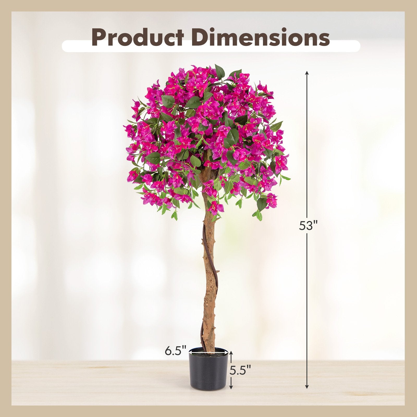 4.5 Feet Artificial Azalea Tree with Cement Pot, Multicolor Faux Plants   at Gallery Canada