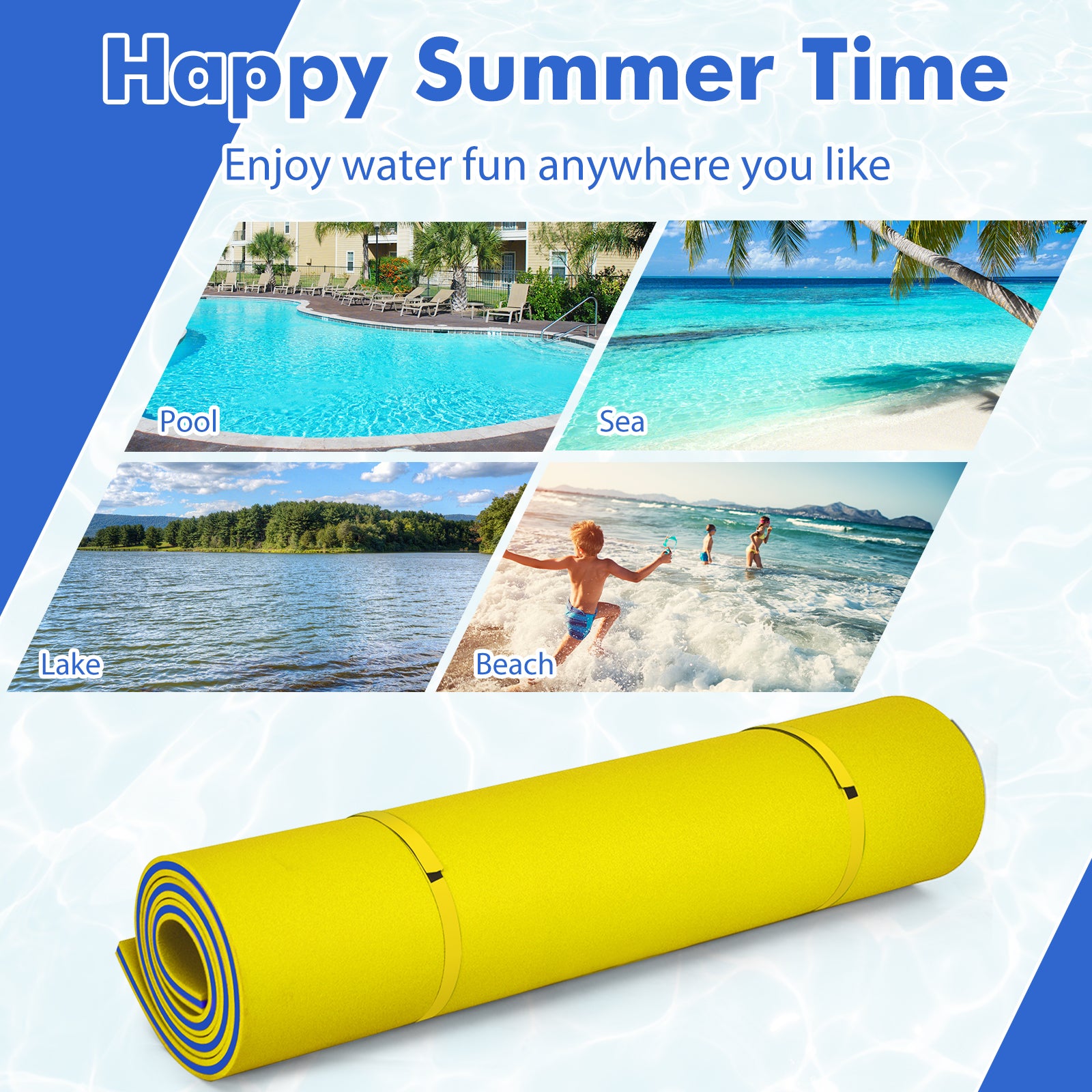 9' x 6' 3 Layer Floating Water Pad Foam Mat , Yellow Swimming at Gallery Canada