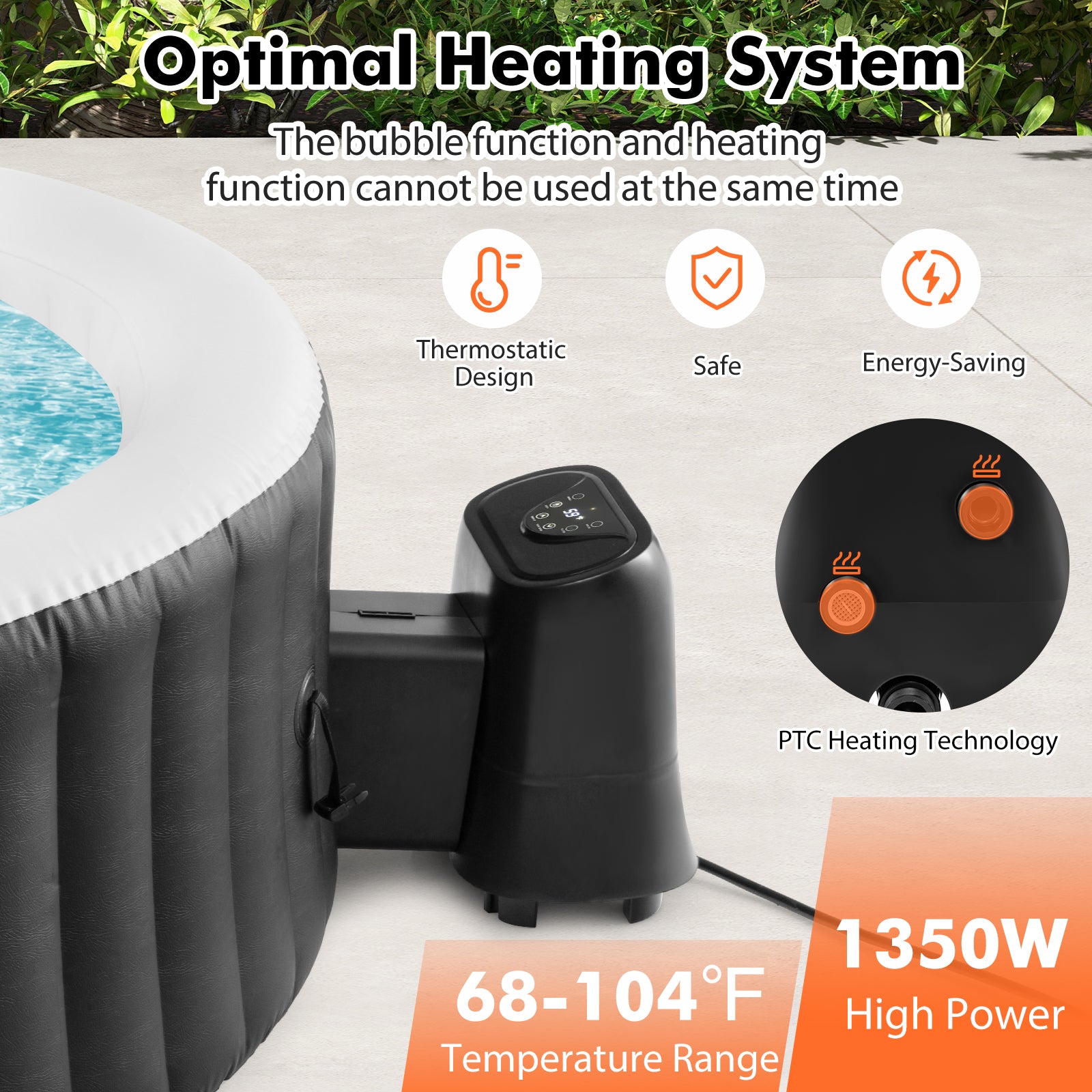 1350W Electric Heater Pump with Touch Panel and LED Display, Black Swimming Pools at Gallery Canada