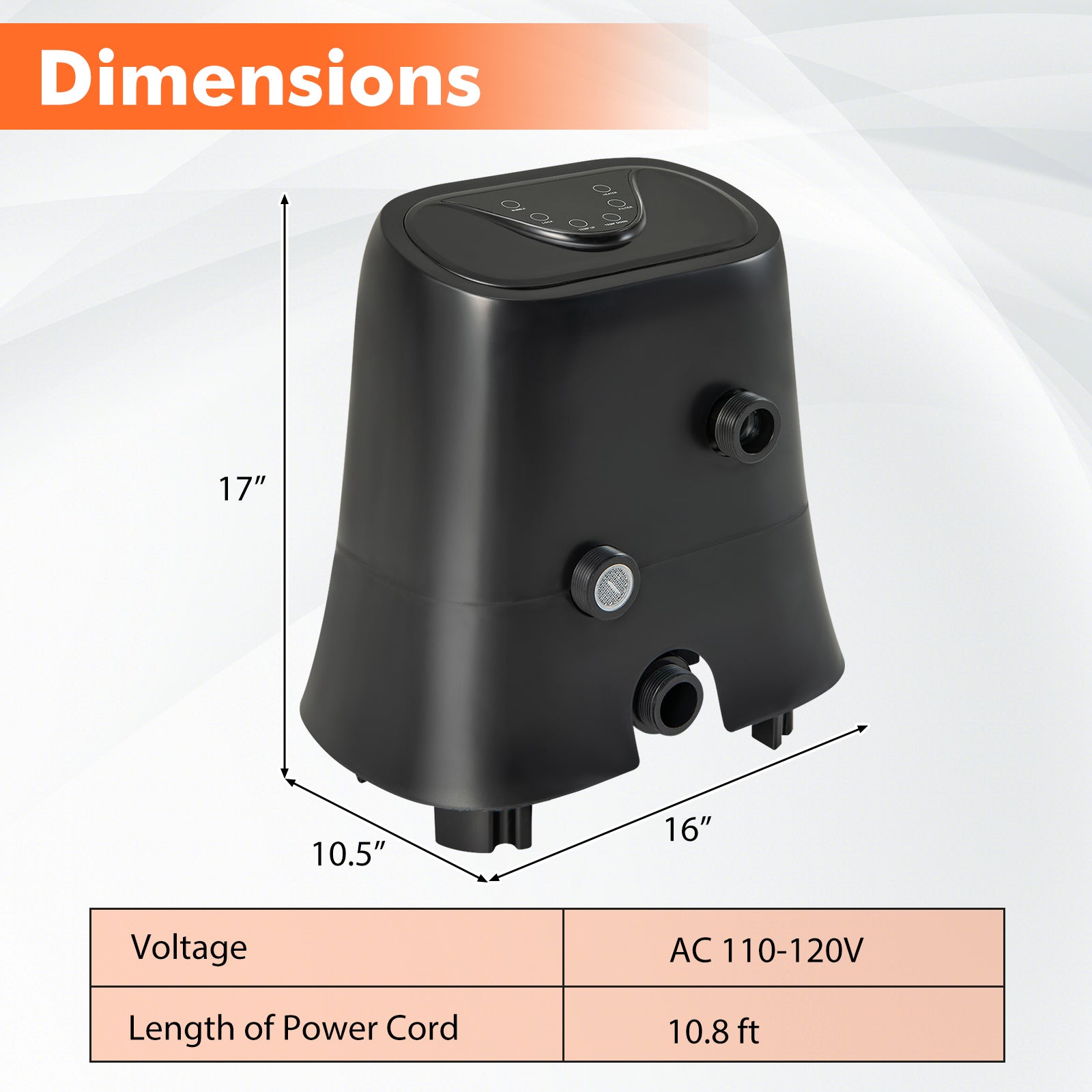 1350W Electric Heater Pump with Touch Panel and LED Display, Black Swimming Pools at Gallery Canada