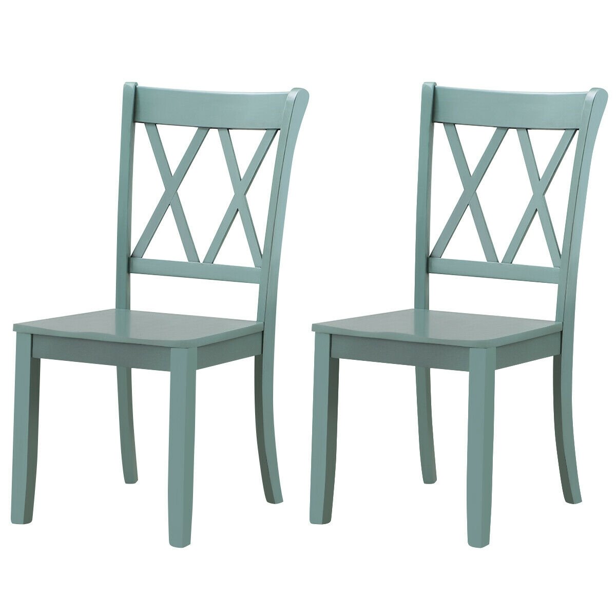 Set of 2 Cross Back Rubber Wood Dining Chairs, Green Dining Chairs   at Gallery Canada