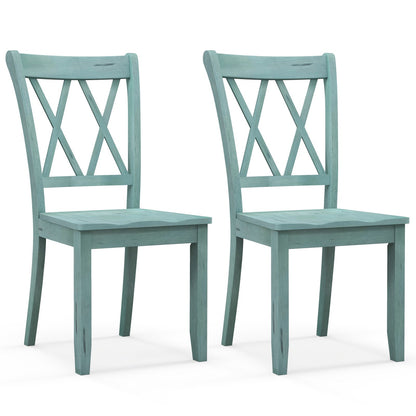 Set of 2 Cross Back Rubber Wood Dining Chairs, Green Dining Chairs   at Gallery Canada